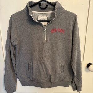 Ohio State Gray Quarter-Zip Sweater